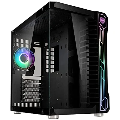Abbildung von Kolink Unity Code X PC Gehäuse für Wasserkühlung, Mid Tower Case mit ARGB beleuchteter Front, Glas Vertikaler GPU Einbau Möglich