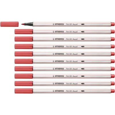 Abbildung von Premium Filzstift mit Pinselspitze für variable Strichstärken STABILO Pen 68 brush 10er Pack rostrot