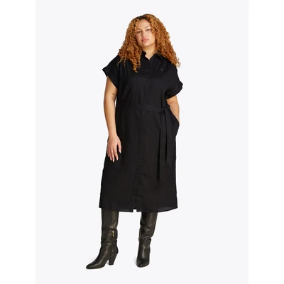 Abbildung von Tommy Hilfiger Curve Belted MIDI Dress Blusenkleid, Damen, Größe: 50, Black