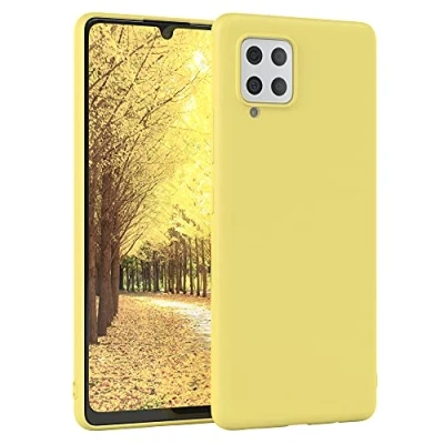 Abbildung von EAZY Case Silikonhülle für Samsung Galaxy A42 5G Hülle Silikon Gelb weich stoßfeste Handyhülle Schutzhülle mit Kameraschutz Dünn Premium Schutz Cover TPU Phone Bumper in Pastellgelb