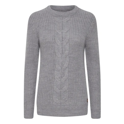 Abbildung von Oxmo Natasja Strickpullover, Damen, Größe: Large, Medium grey melange