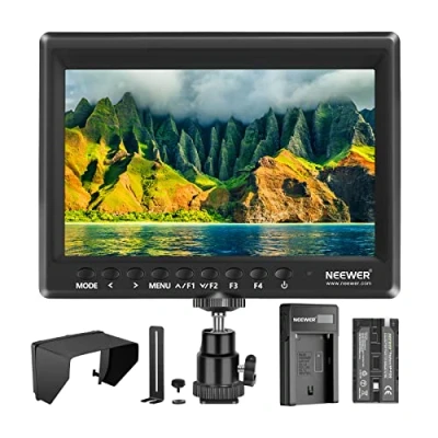 Abbildung von NEEWER Feldmonitor 7 Zoll 1280x800 IPS Bildschirm Set: Unterstützt Eingang mit 2600mAh Lithium Ionen Akku, USB Ladegerät für DSLR Kamera/Camcorder