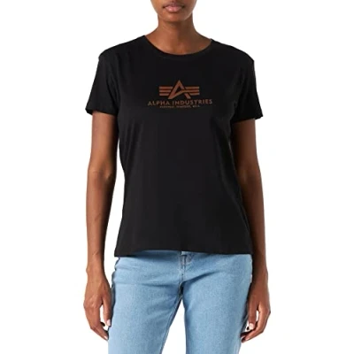 Abbildung von Alpha Industries NEW FOIL Print Tshirt print, Damen, Größe: XS, Black/gold