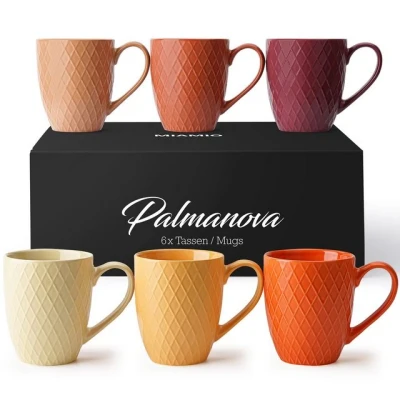 Abbildung von MiaMio Tasse 6 x 400 ml Kaffeetassen Set Kaffeebecher aus Keramik Modern (Magma),