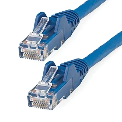 Abbildung von StarTech.com 50cm Netzwerkkabel CAT6 LSZH(weniger Rauch, Halogenfrei) 10Gbit 650MHz 100W POE RJ45 U/UTP LAN Patch Kabel Blau, ETL Zertifizierung, 24AWG, Installationskabel (N6LPATCH50CMBL)