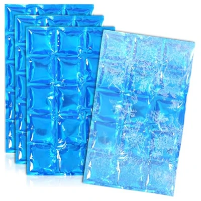 Abbildung von com four® 4x Flexibles Eis Pack Kühlkompresse mit 15 Kühlzellen Kühlpack für Haushalt, Camping und Freizeit (04 Stück 25 x 15cm blau)