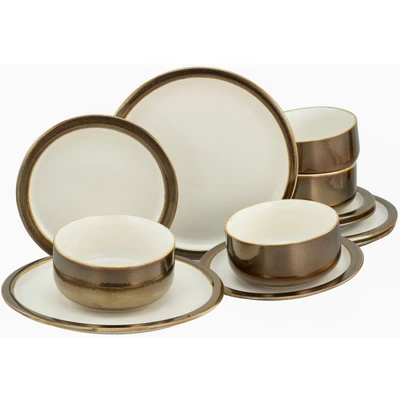Abbildung von CreaTable Teller Set &quot;Modern Industrial&quot;, (Set, 12 tlg., Tafelservice für 4 Personen), Service, Spezialglasur, glänzende Sprenkel, Teile, Personen