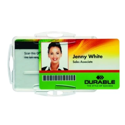 Abbildung von Durable Ausweishalter für 2 Betriebs /Sicherheitsausweise, im Format 54 x 85 mm, Packung à 10 Stück, transparent, 891919