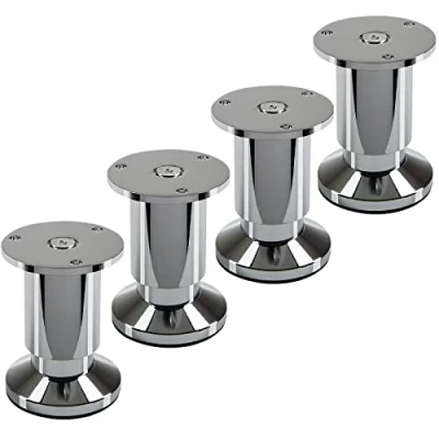 Abbildung von SOTECH 4 Stück Möbelfüße Terra Höhe 80 mm Chrom poliert Schrankbeine höhenverstellbar bis max. 15 mm, belastbar 250 kg/je Fuß