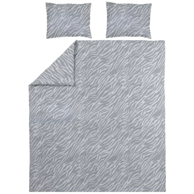 Abbildung von Meyco Home Zebra Bettwäsche Doppelbett (Baumwolle, atmungsaktives Material, einfache Pflege, perfekte Passform, praktischer Einschlagstreifen, Maße: 200 x 200/220 cm), Grau
