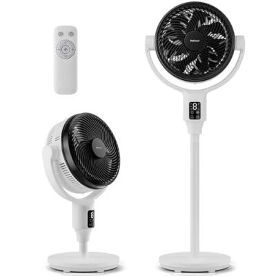 Abbildung von Pro Breeze 111cm Smart Standventilator mit 9 Stunden Timer, LED Anzeige, App &amp; Fernbedienung 2 Ventilatormodi, vertikale horizontale Oszillation Energieeffizienter elektrischer Ventilator