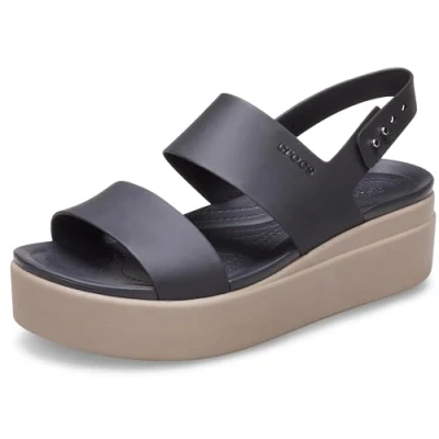 Abbildung von Crocs womens Brooklyn Low Wedge Sandal, Black/Mushroom, 37/38 EU
