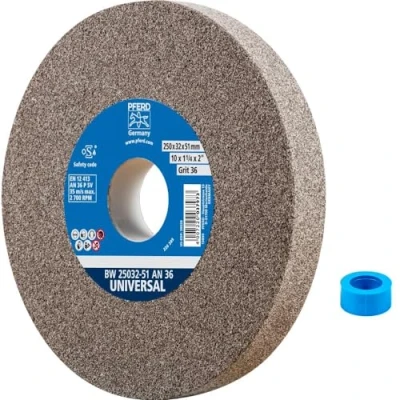 Abbildung von PFERD Schleifbockscheibe UNIVERSAL, 250x32x51mm, A36, 39009714 Harte Schleifscheibe für universelle Schleifaufgaben, mit Reduzierhülse (32mm)