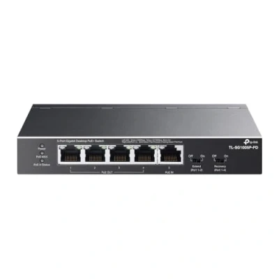 Abbildung von TP Link TL SG1005P PD 5 Port PoE Passthrough Gigabit Ethernet Switch 1 PoE++ in @ 90 W, 4 PoE+ Ausgang bis zu 66 W Plug &amp; Play Erweiterungsmodus QoS, IGMP, Auto Recovery nur