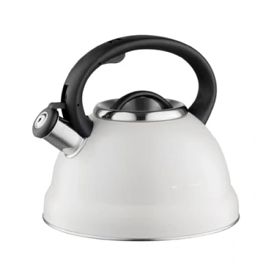 Abbildung von FLORINA Wasserkessel (2,5 l) Edelstahl Teekessel JACOB Flötenkessel mit Bakelit Griff &amp; Pfeifton Pfeifkessel für Tee Kaffee Geeignet alle Herdarten Farbe: Beige
