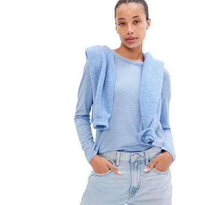 Abbildung von Gap Damen Foreversoft Langarm Rundhalsausschnitt T Shirt, Windblau, XX Large