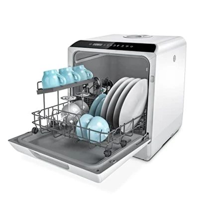 Abbildung von Hermitlux Tischgeschirrspüler, Mini Geschirrspüler mit und ohne wasseranschluss verwendbar, 43 cm breit, Platz für 4 Maßgedecke, Camping nutzbar, 175 kWh/Jahr, weiße