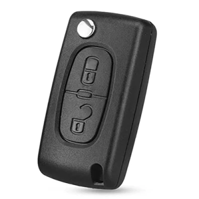 Abbildung von Ersatz Autoschlüsselgehäuse passend für Peugeot 107 207 307 307S 308 407 607 2BT Citroe n C2 C3 C4 C5 C6 C8 Xsara, 2 Tasten Klappschlüsselgehäuse (mit Batteriehalter)