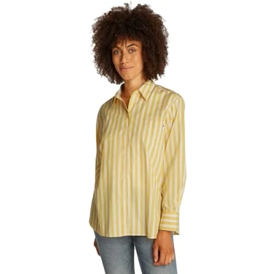 Abbildung von Tommy Hilfiger EASY FIT Shirt Hemdbluse, Damen, Größe: 44, Citronella