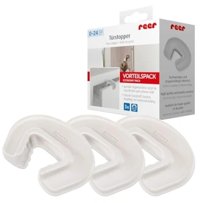 Abbildung von reer Vorteilspack 3x Finger Klemm Schutz für Türen, Tür Stopper, vom schwäbischen Kinder Sicherheits Experten, transparent ,3 Stück (1er Pack)