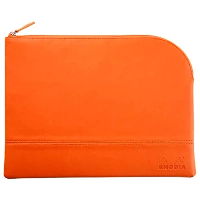 Abbildung von Rhodia 116746C Rhodiarama Reißverschlusstäschchen aus italienischem Kunstleder, Großformat (21x28 cm), Mandarine, 1 Stück