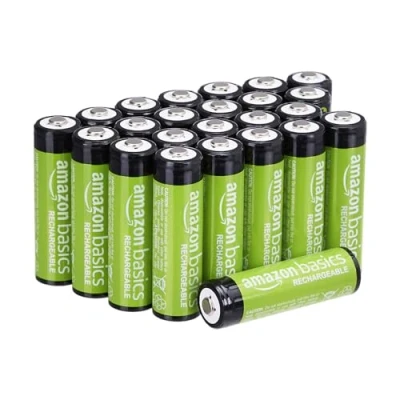 Abbildung von Amazon Basics AA Batterien, wiederaufladbar, 2000 mAh, 24 Stück, NiMh, vorgeladen