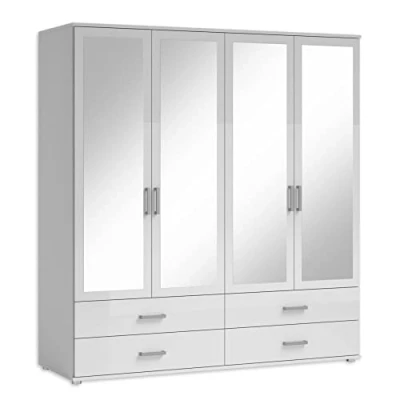 Abbildung von Schlafkontor Drehtürenschrank &quot;Ivar Kleiderschrank mit Spiegel&quot;, inklusive 2 Spiegeltüren und 4 farblich abgesetzten Schubkästen
