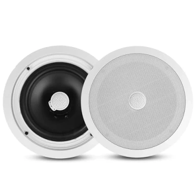 Abbildung von PyleHome 8 Zoll Deckenlautsprecher zur Wandmontage Paar 2 Wege Midbass Tieftöner, ansteuerbar mit Frequenzgang von 55 Hz bis 22 kHz und 300 Watt Einfache Installation Pyle PDIC80