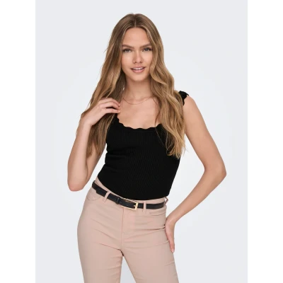 Abbildung von JDY Nanna Scallop EDGE Top, Damen, Größe: Medium, Black