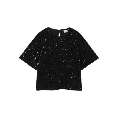 Abbildung von Name it Pailletten Bluse für Kinder, Größe: 116, Black