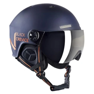 Abbildung von Black Crevice Skihelm SÖLDEN mit Visier, Navy matt/orange, S (51 54)