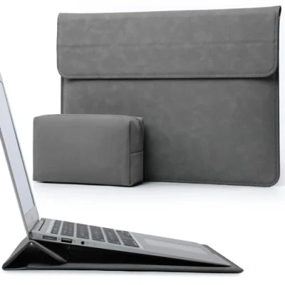 Abbildung von HYZUO 13,3 14 Zoll Laptop Hülle Laptophülle mit Standfunktion für MacBook Pro M3/M2/M1 Pro/Max A2992 A2918 2024 2021, 13,5 13,8 Surface 7 1, Air 13, Kleine Tasche, Dunkelgrau