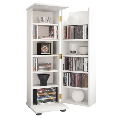 Abbildung von VCM Holz CD DVD Stand Regal Schrank Aufbewahrung Standregal Ständer Engalo L Weiß