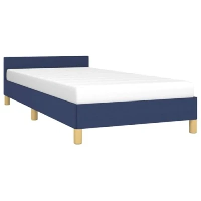 Abbildung von vidaXL Bettgestell mit Kopfteil Polsterbett Bett Bettrahmen Einzelbett Lattenrost Stoffbett Schlafzimmerbett Schlafzimmermöbel Blau 90x200cm Stoff
