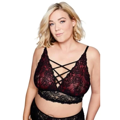 Abbildung von Ulla Popken Bustier Bralette Criss Cross ohne Bügel Spitze