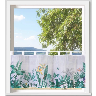 Abbildung von Weckbrodt Scheibengardine Strelitzie, Schlaufen (1 St), transparent, Voile, Bistro, Gardine, floral, geblümt, transparent