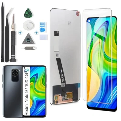 Abbildung von RongZy Display für Xiaomi Redmi Note 9/Redmi 10X 4G LCD Bildschirmersatz Digitizer Touchscreen Montiert Ersatz mit Werkzeugen(Schwarz)