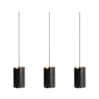 Abbildung von Lindby Hängeleuchte Aralena, schwarz/gold, 3 flg., Länge93cm