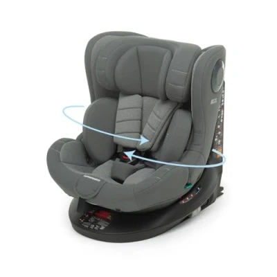 Abbildung von Foppapedretti FP360 Quick i Size 360 drehbarer Sitz für Kinder von 40 bis 150 cm Körpergröße 0 12 Jahre ECE R129 konform Dualfix Befestigung (Isofix und nicht), Safe Body Protection, Grey