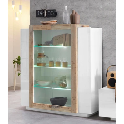 Abbildung von INOSIGN Vitrine &quot;Coro, Vitrine, Glasvitrine, Vitrinenschrank, Stauraumvitrine&quot;, 2 Glastüren, Holztüren, Doppeltiefe, Hochglanz Fronten, Höhe 126