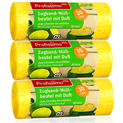 Abbildung von Müllbeutel mit frischem Zitrusduft 30 Liter (60 Stück) 3er Pack (3 x 20 Ideal für Büro, Haushalt und Bad