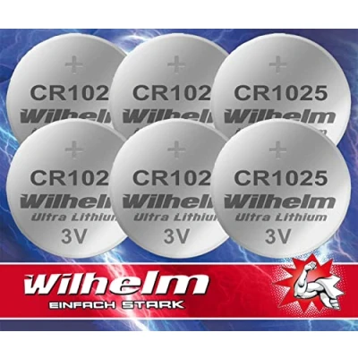 Abbildung von 6 x CR1025 CR 1025 WILHELM Lithium Knopfzelle 3V 32 mAh ø10 2,5 mm Batterie DL1025