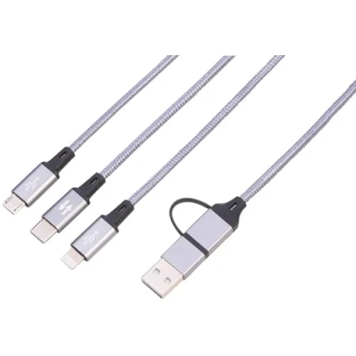 Abbildung von Callstel Ladekabel: 5in1 Schnellladekabel USB A/C zu C/Micro USB/Lightning, 60 cm, 3 A (Ladekabel USB, Handy Schnellladekabel, Kfz Ladegerät)