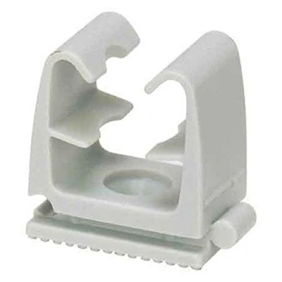 Abbildung von fischer Clipschelle FC 9 12 GR, Flexible Aufnahme für verschiedene Kabel und Rohrdurchmesser, Befestigung mit C Profil Schiene, Koppelung von bis zu drei Rohrclips, 100 Stück