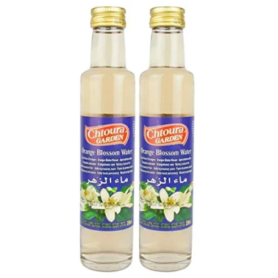 Abbildung von Chtoura Garden Orientalisches Orangenblütenwasser ideal zum Backen und Kochen Blütenwasser zur Aromatisierung von Süßspeisen, Backwaren Getränken im 2er Set á 250 ml Glasflasche