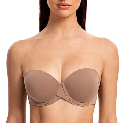 Abbildung von MELENECA Damen Push Up Trägerlos BH Bügel mit geformte Cups Brown 80C