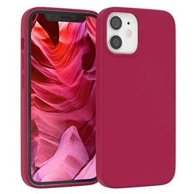 Abbildung von EAZY CASE Premium Silikon Handyhülle kompatibel mit iPhone 12 Mini, Slimcover Kameraschutz und Innenfutter, Silikonhülle, Schutzhülle, Bumper, Handy Case, Hülle, Softcase, Beere
