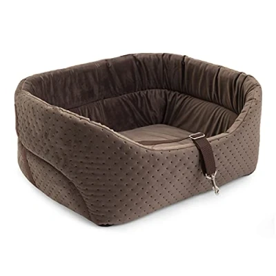 Abbildung von BOUTIQUE ZOO Hunde Autositz Universal Waschbar Abriebfest, Hund für Vordersitz, Beifahrersitz, Rückbank, Hundebett Hundetasche, S: 39 cm x 32 cm, Braun Wildlederimitat