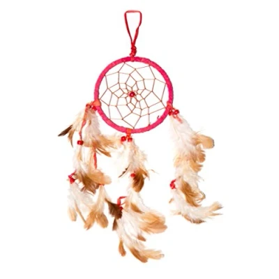 Abbildung von 40cm x 11cm Dreamcatcher Traumfänger Rot Echt Leder Auto Indianer