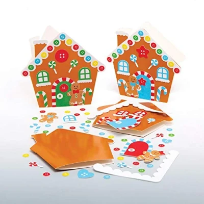 Abbildung von Baker Ross Weihnachtskarten Lebkuchenhaus Mix &amp; Match (6 Stück) Weihnachten Karten Basteln für Kinder, sortiert, Mittel